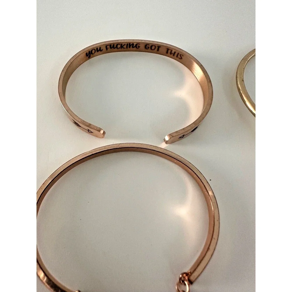 Cuff Bracelet Arrow Inspirational Flower Believe Silver Rose Gold Tones Lot of 5